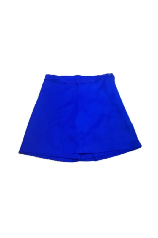 Kız Çocuk Beli Lastikli Spor Model Okul Kanvars Keten Şort Etek-Lacivert - 2