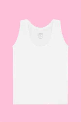 Kız Çocuk Beyaz Kalın Askılı Atlet 6'lı Paket %100 Pamuklu Yumuşak Esnek Kumaş - BÜYÜKBEDENIZ (1)