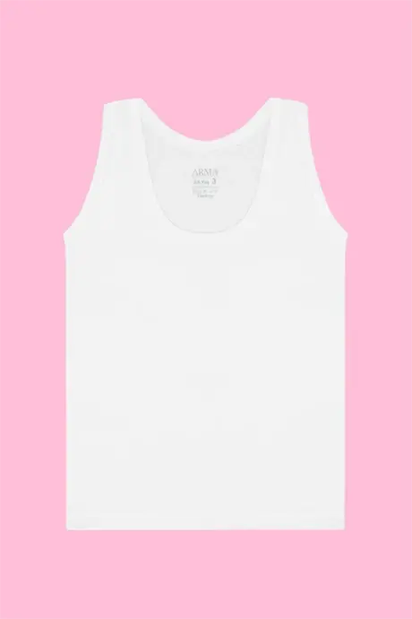 Kız Çocuk Beyaz Kalın Askılı Atlet 6'lı Paket %100 Pamuklu Yumuşak Esnek Kumaş - 2