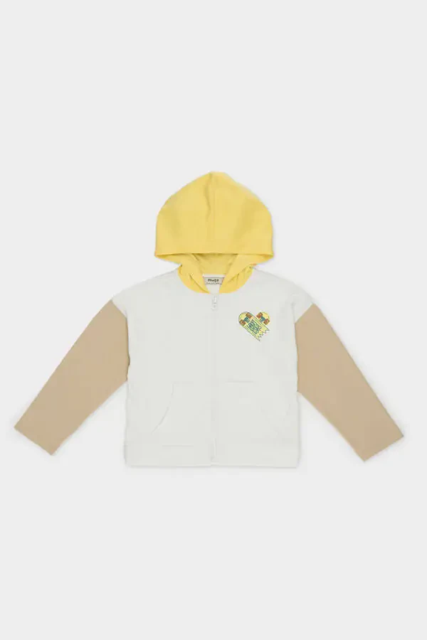 Kız Çocuk Beyaz Kapüşonlu Sweatshirt - 4