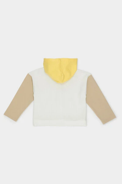 Kız Çocuk Beyaz Kapüşonlu Sweatshirt - 5