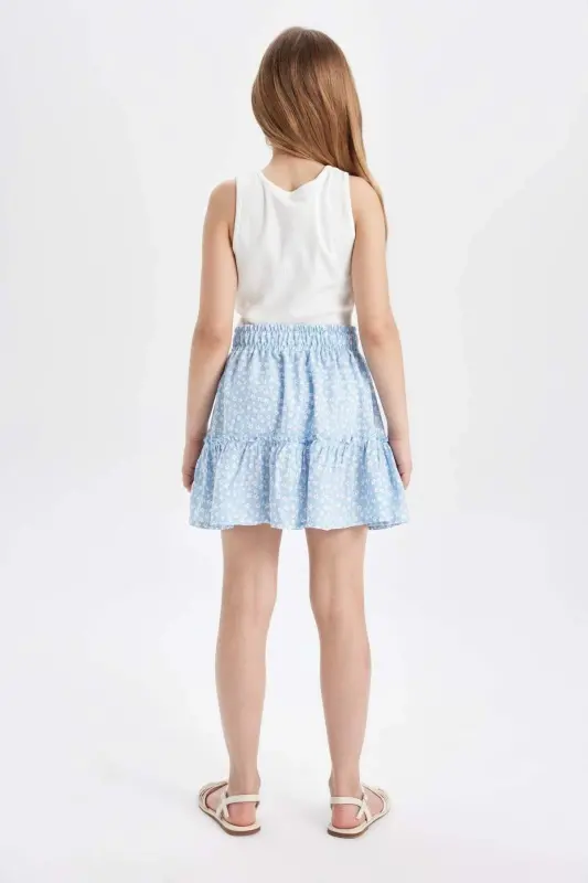 Kız Çocuk Çiçekli Viskon Etek B4459A824SM-Mavi - 5