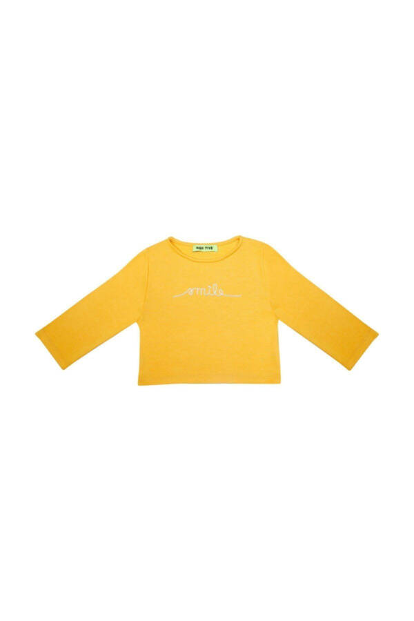 Kız Çocuk Crop Tshirt - Sarı - 1