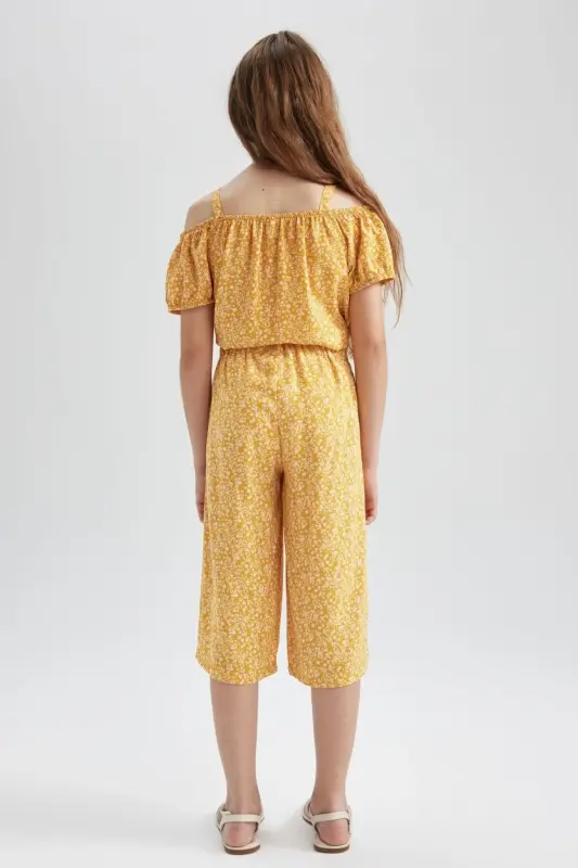 Kız Çocuk Culotte Fit Geniş Paça Pantolon - Sarı-YL66 - 5