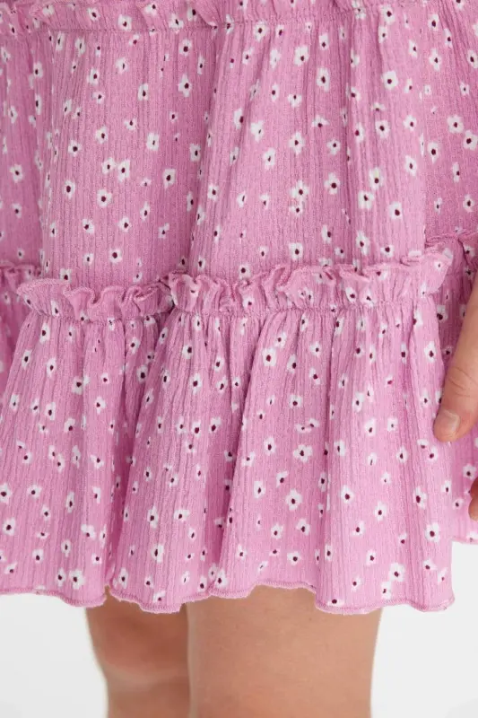 Kız Çocuk Desenli Bürümcük Etek B4460A824SM-Pembe - 7