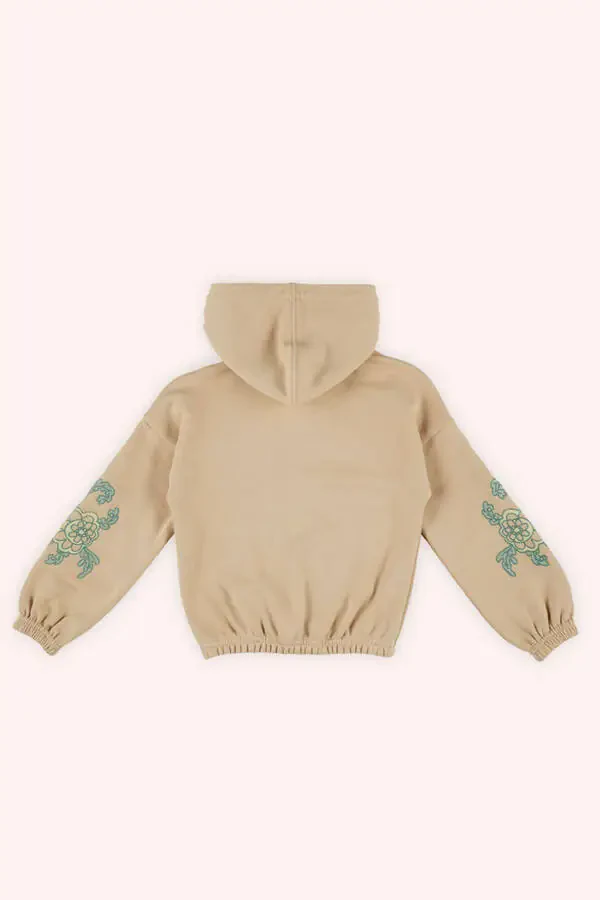 Kız Çocuk Fermuarlı Bej Sweatshirt - 3