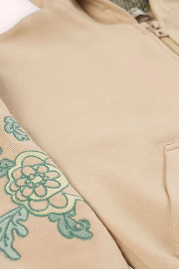 Kız Çocuk Fermuarlı Bej Sweatshirt - 4