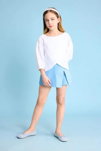 Kız Çocuk Gabardin Şort Etek C0127A824SM - Mavi-BE281 - 3