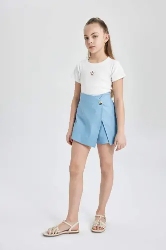 Kız Çocuk Gabardin Şort Etek C0127A824SM - Mavi-BE281 - 5