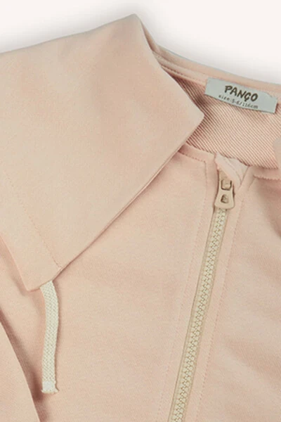 Kız Çocuk Geniş Yaka Detaylı Fermuarlı Somon Sweatshirt-022 - 6
