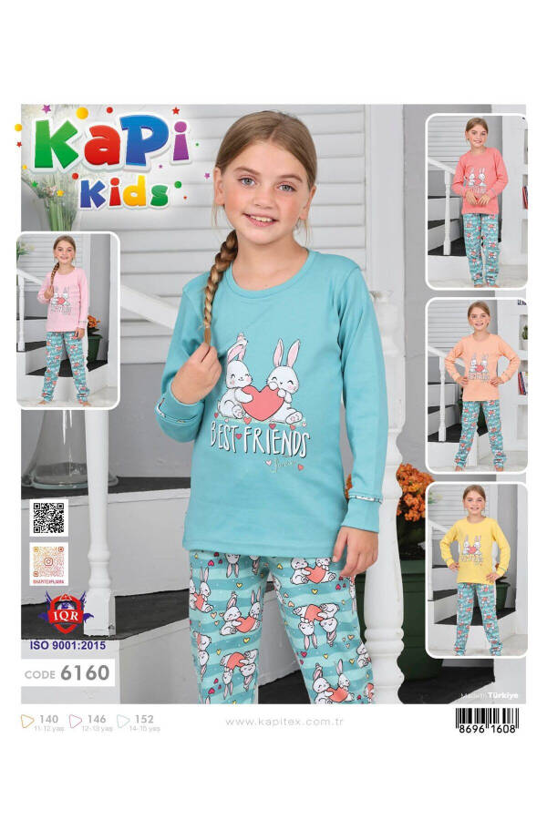 Kız Çocuk Gez Boy Penye İnterlok Uzun Kollu Pijama Takımı Nar Renk 6160 - 4