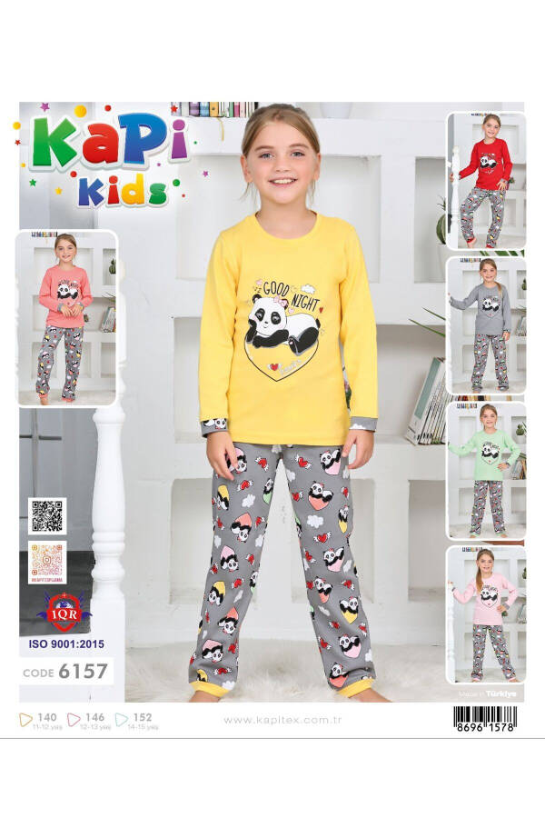 Kız Çocuk Gez Boy Penye İnterlok Uzun Kollu Pijama Takımı Sarı Renk 6157 - 4