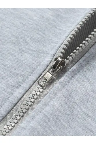 Kız Çocuk Gri Panda Kelebek Baskılı Kapşonlu Fermuarlı Hırka- - 3