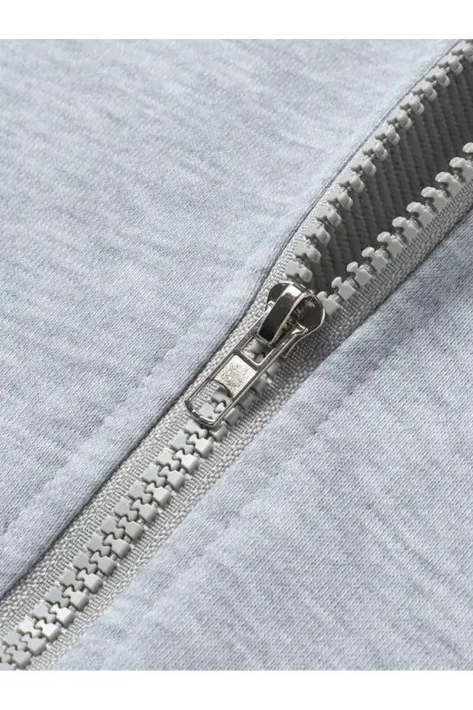 Kız Çocuk Gri Panda Kelebek Baskılı Kapşonlu Fermuarlı Hırka- - 3