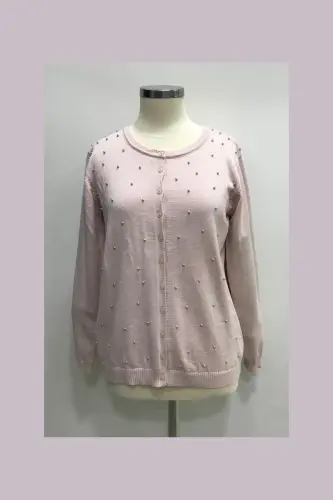 KIZ ÇOCUK İNCİLİ TRİKO HIRKA - PEMBE - 1