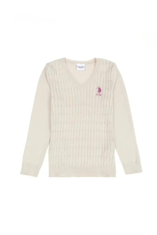 Kız Çocuk Krem Basic Kazak 50275632-VR071 - 7488 - U.S. POLO ASSN.