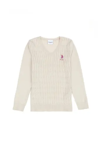 Kız Çocuk Krem Basic Kazak 50275632-VR071 - 7488 