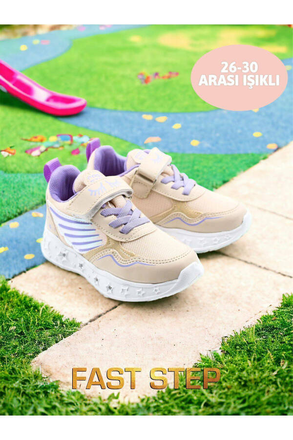 Kız Çocuk Lastikli Ve Cırtılı Desenli Işıklı Sneaker Spor Çocuk Ve Bebek Ayakkabısı 141xca058 - 1