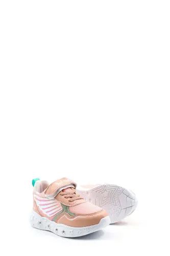 Kız Çocuk Lastikli Ve Cırtılı Desenli Işıklı Sneaker Spor Çocuk Ve Bebek Ayakkabısı 141xca058 - Pudra Su Yeşili - 4