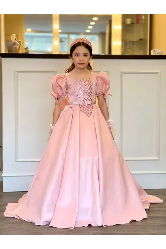 KIZ ÇOCUK MEZUNİYET, ÖZEL GÜN ABİYE TARLATANLI ELDİVEN-Somon - 6