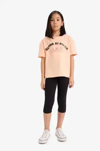 Kız Çocuk Midi Basic Düz Tayt-Siyah - DEFACTO (1)