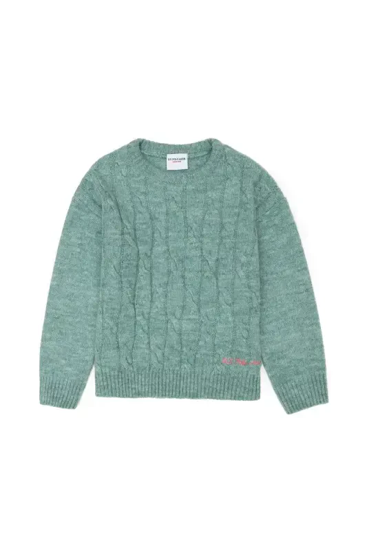 Kız Çocuk Mint Melanj Kazak 50276993-VR176 - 3