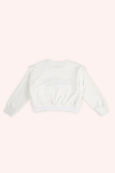 Kız Çocuk Nakış Detaylı Ekru Sweatshirt - 018-Ekru - 4