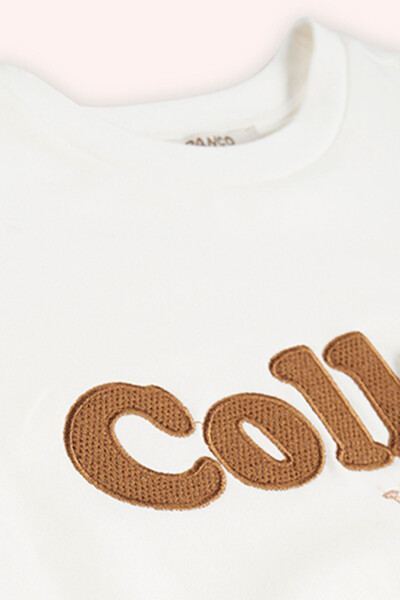 Kız Çocuk Nakış Detaylı Ekru Sweatshirt - 018-Ekru - 5