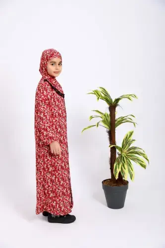 Kız çocuk namaz kıyafeti-Kırmızı - Modazone (1)