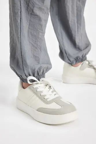 Kız Çocuk Beli ve Paçası Lastikli Cepli Gri Paraşüt Jogger Pantolon D0646A824SM-Gri - 6