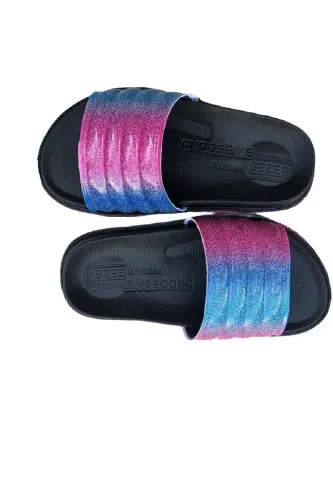 Kız Çocuk Parlak Kaydırmaz Taban Yazlık Havuz Deniz Banyo Plaj Terlik-PARLAK ÇOCUK - 4