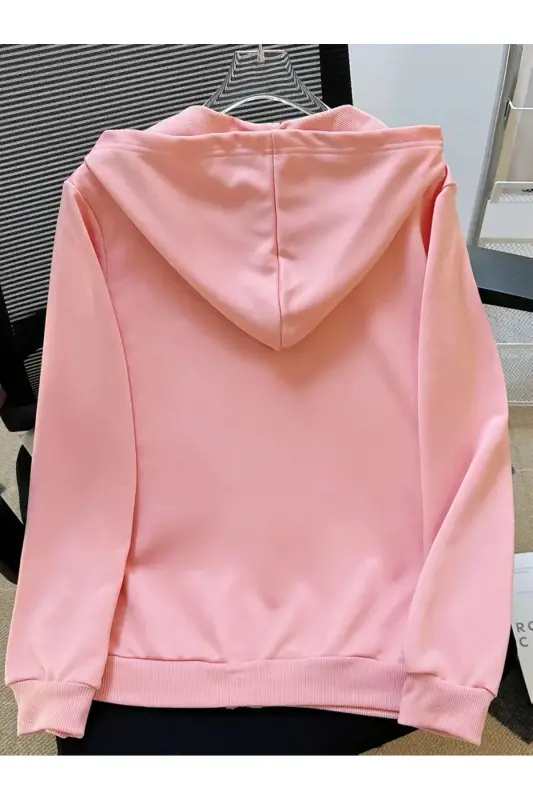 Kız Çocuk Pembe Sweet Girl Baskılı Kapşonlu Fermuarlı Hırka-Pembe - 3