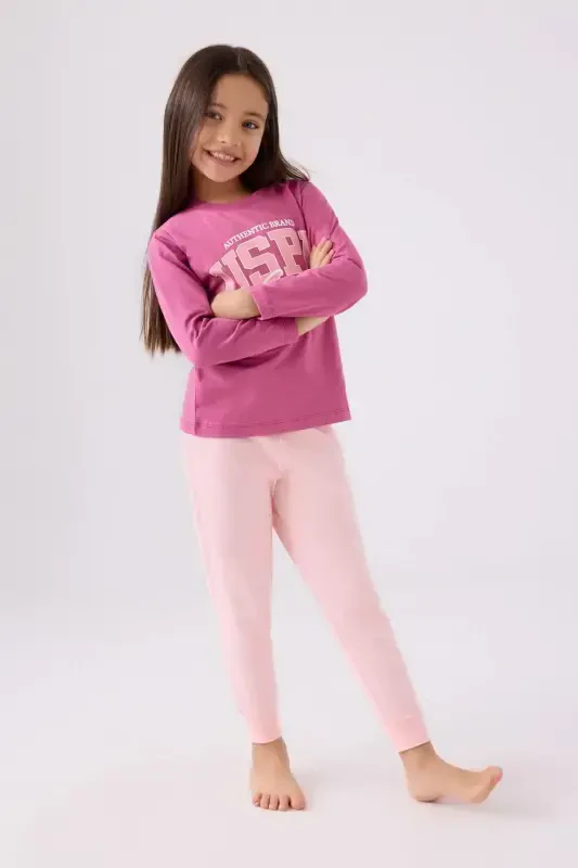 Kız Çocuk Pembe Uzun Kol Pijama Takım - 3