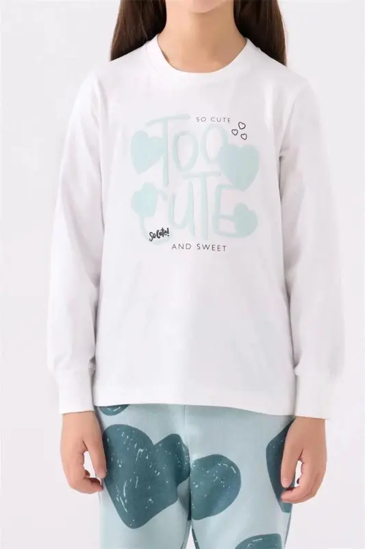 Kız Çocuk Mavi Pijama Takımı - Yeşil - 3