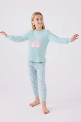 Kız Çocuk Mavi Pijama Takımı - 1
