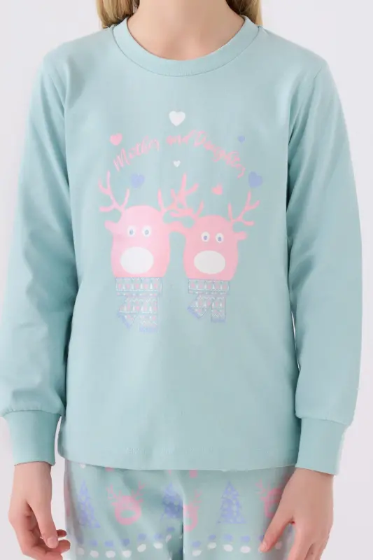 Kız Çocuk Mavi Pijama Takımı - 4