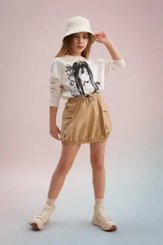 Kız Çocuk Kargo Cepli Poplin Etek C0125A824SP - 1