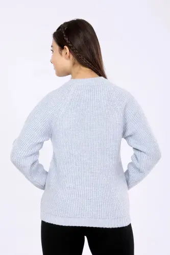 Kız Çocuk Regular Fit Basic Triko Kazak (4-13) Yaş - BEBE MAVİ 