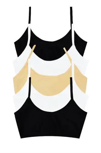 Kız Çocuk Renkli 6'lı Pedsiz Pamuklu Likralı Yarım Atlet Alıştırma Sütyeni Genç Kız - 1