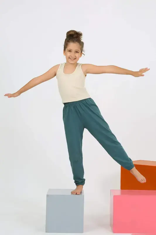 Kız Çocuk Sıfır Kol Ten Rengi Penye Pijama Takım 20433 - 6