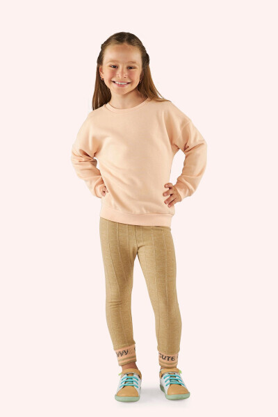 Kız Çocuk Sırtı Baskı Detaylı Pembe Sweatshirt - 022-Somon - 1