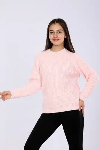 Kız Çocuk Regular Fit Basic Triko Kazak (4-13) Yaş - PEMBE 