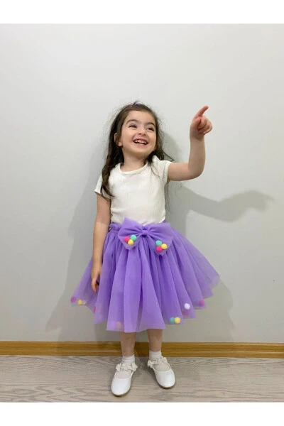 KIZ ÇOCUK TÜTÜ ETEK,PONPONLU VEYA DÜZ-MOR - 11