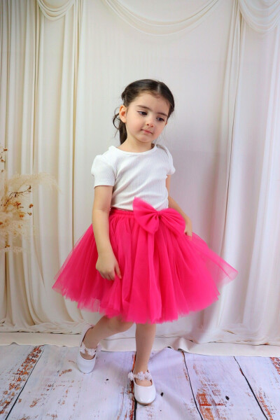 KIZ ÇOCUK TÜTÜ ETEK,PONPONLU VEYA DÜZ-PEMBE - GÜL BABY (1)