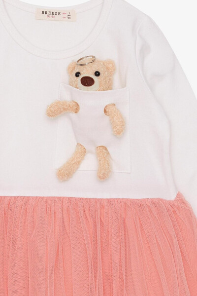 Kız Çocuk Uzun Kollu Elbise Ayıcık Aksesuarlı Ekru (3-4 Yaş)-Ekru - 6