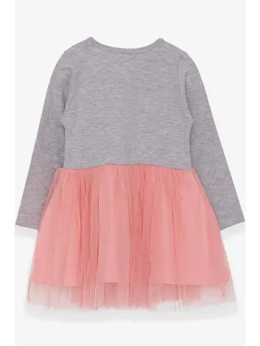Kız Çocuk Uzun Kollu Elbise Ayıcık Aksesuarlı Gri Melanj (3 Yaş)-Gri - LC WAIKIKI (1)