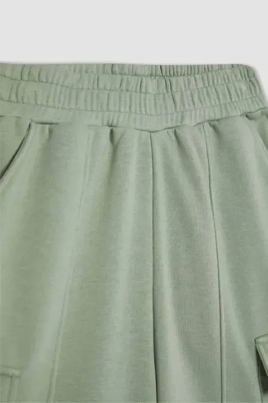 Kız Çocuk Wide Leg Geniş Bol Paça Kargo Eşofman Altı B6402A824SP-Yeşil - 8