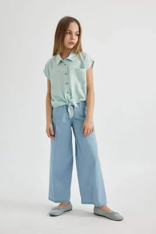 Kız Çocuk Wide Leg Geniş Paça Jean Pantolon B4951A824SM - 3