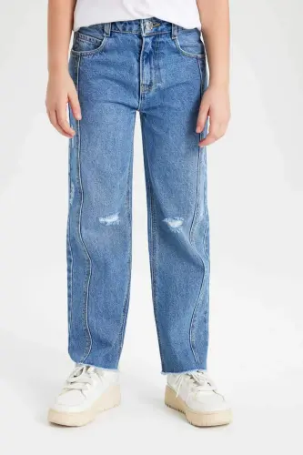 Wıde Leg Geniş Paça Jean Pantolon Kız Çocuk C2238A824SM - Mavi-NM28 - 4
