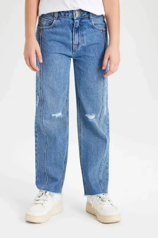 Wıde Leg Geniş Paça Jean Pantolon Kız Çocuk C2238A824SM - Mavi-NM28 - 4
